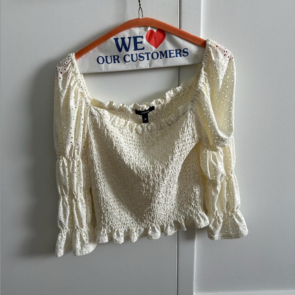 Aqua White Blouse